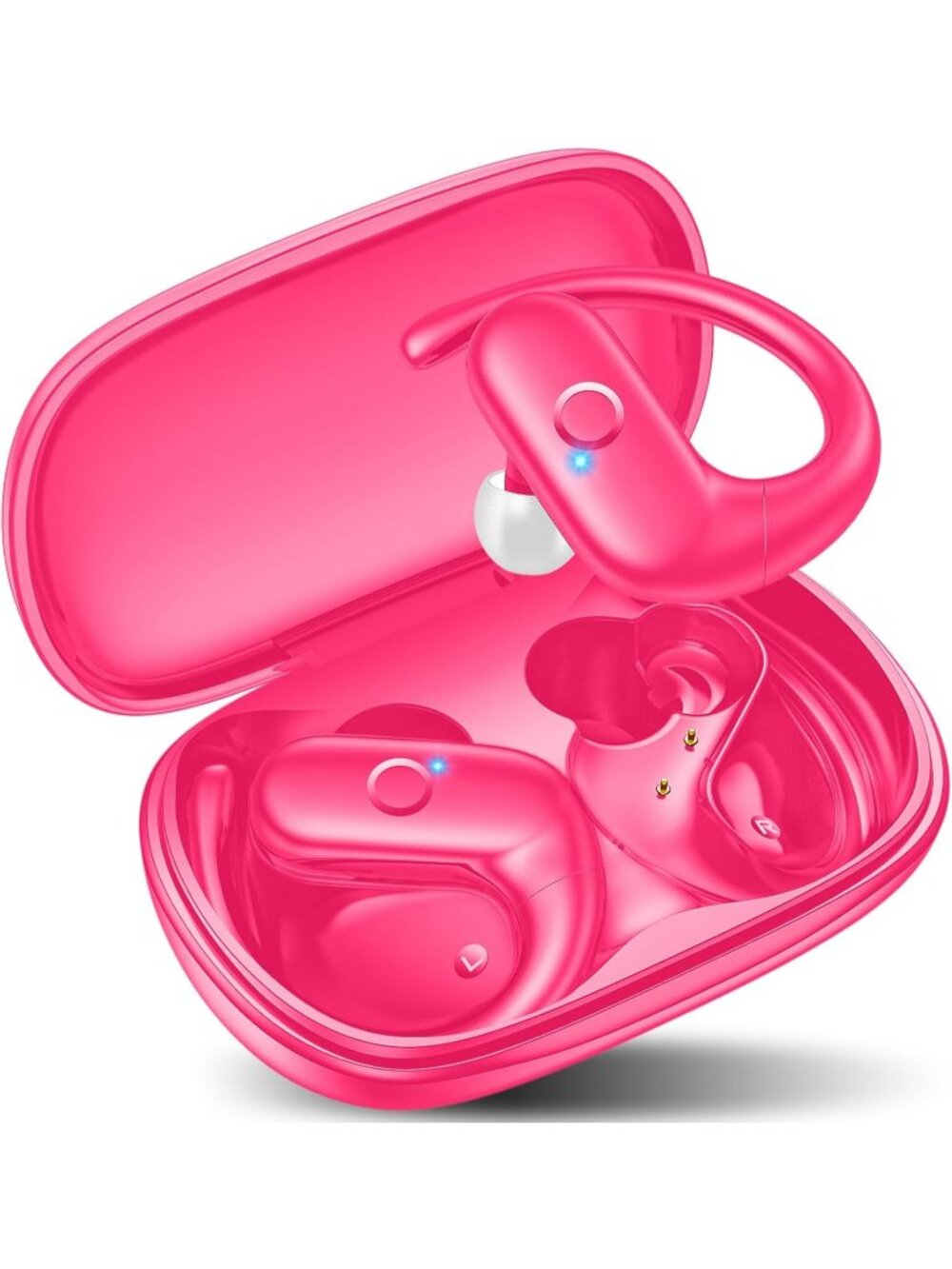 Wireless Hot Pink Earbuds Bluetooth Sport Deep Bass Sound 60Hrs Playtime Earhook